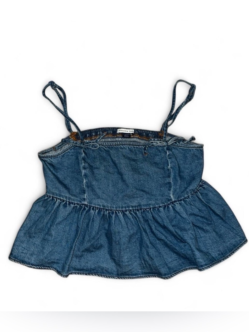 Denim Spaghetti Strap Peplum Tank Top